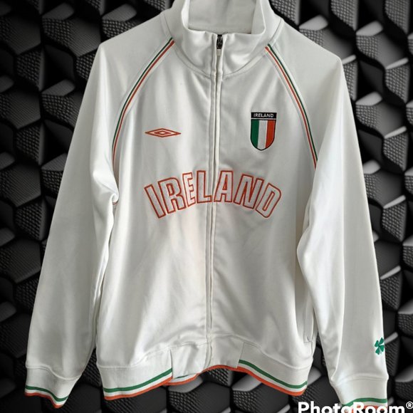 S⚽Umbro Ireland Soccer Football Full-Zip Track Jacket White - Picture 3 of 9